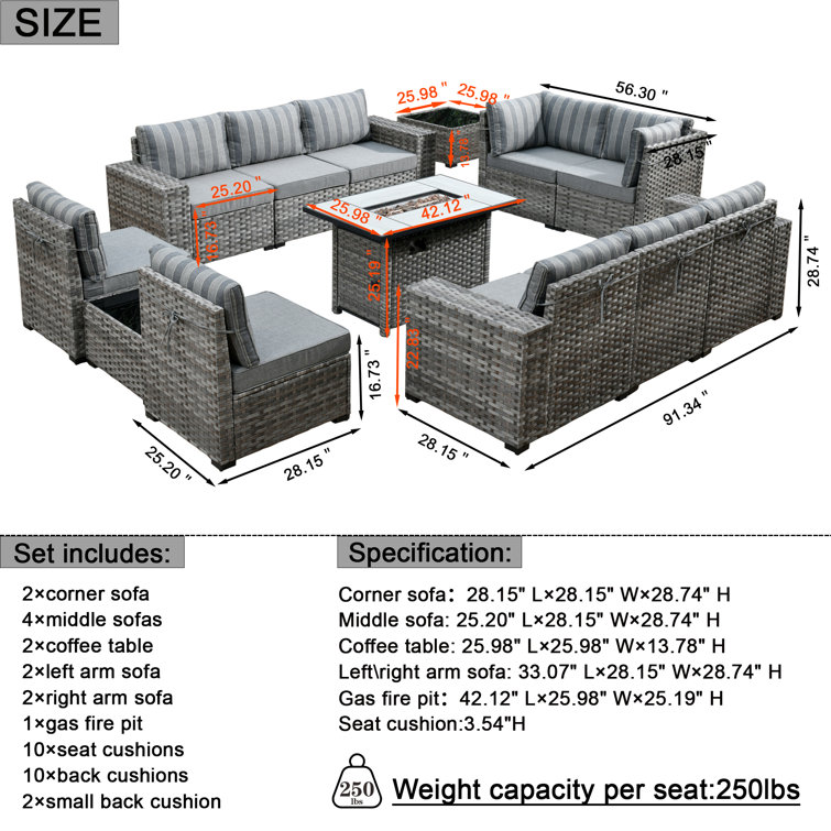 13 piece rattan online cube set